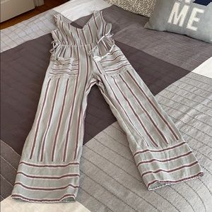 Illa Illa S Gray Purple Striped Tassel Jumpsuit